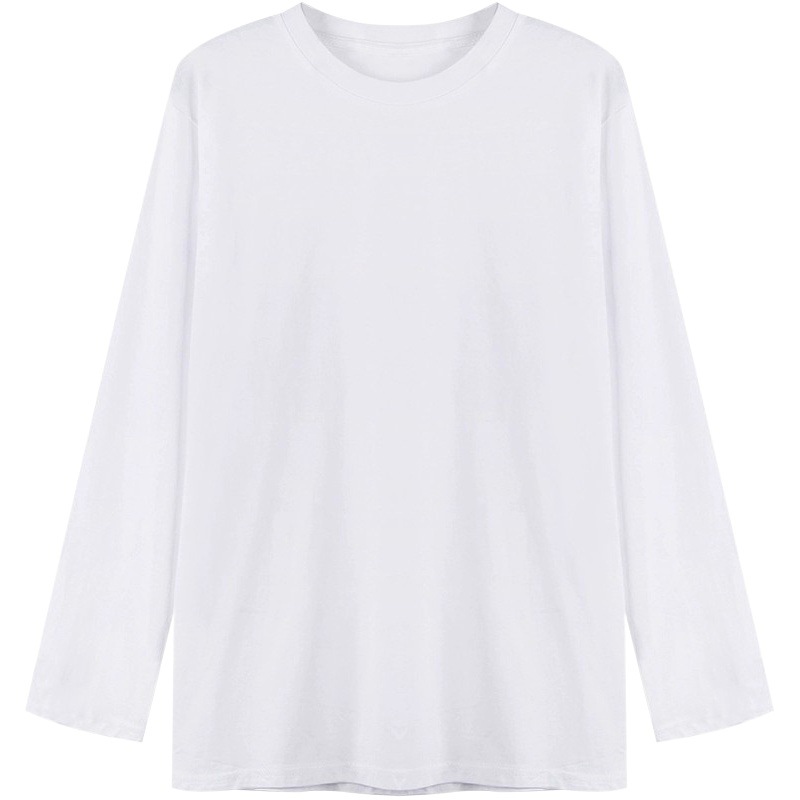 White Long Sleeve T-shirt Women's 180g Spring 2023 New Pure Cotton Inner Base Shirt All-match Solid Color T-shirt Long Sleeve