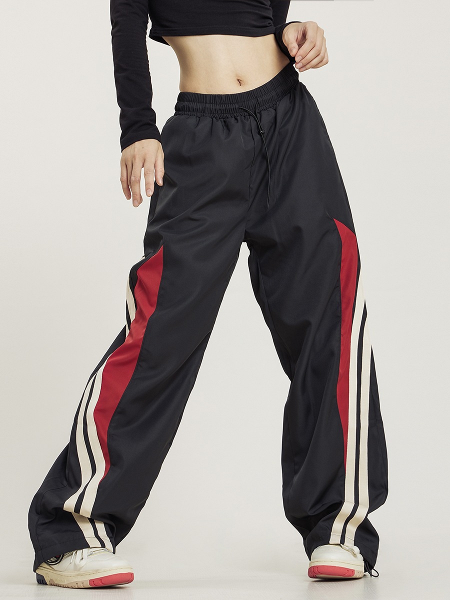 American-style 2 Harajuku Retro Street Tight Pants with Loose Waist Stitching Jogging Sports Pants High Waist Loose Wide Leg Pants