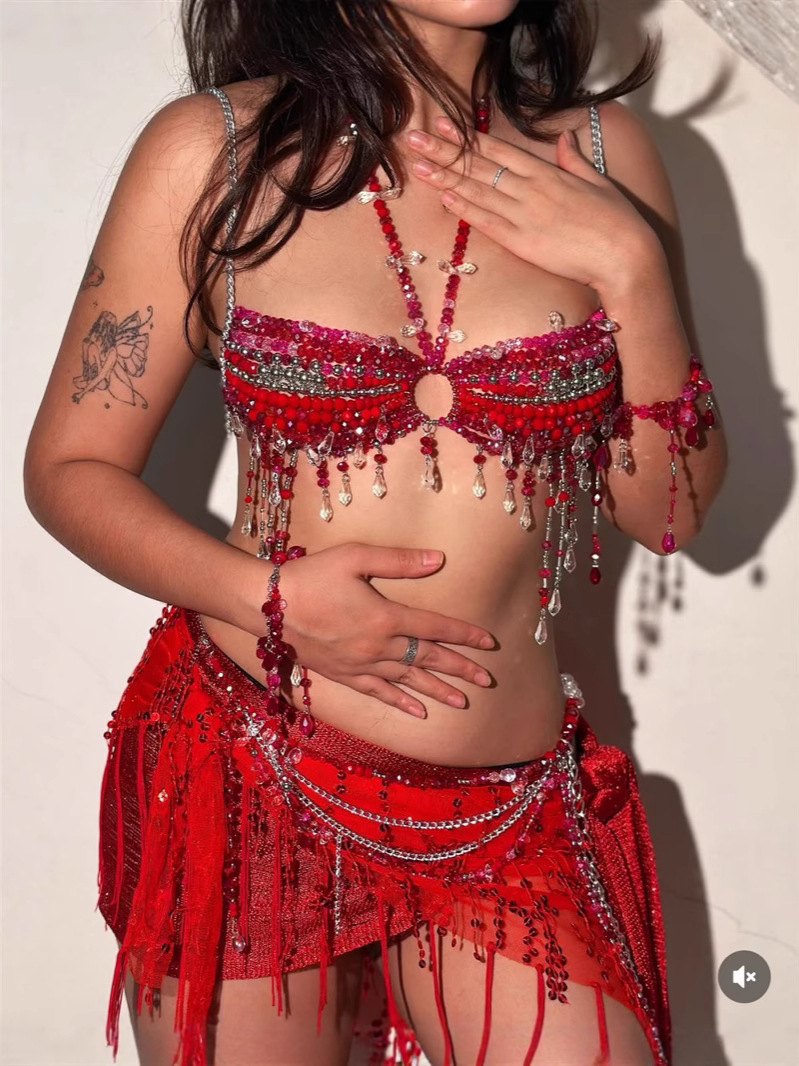 2025 Amazon New European and American Vest Handmade Fashion Beaded Bra Sexy Women's Top Vest