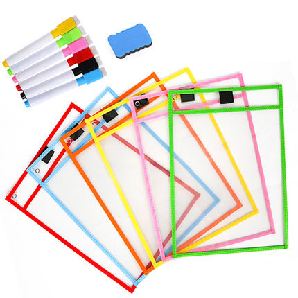 Picture of Factory in stock Early Childhood Education Children Erasable File Bag Sewing PVC Storage Bag A4 Vertical Transparent File Bag