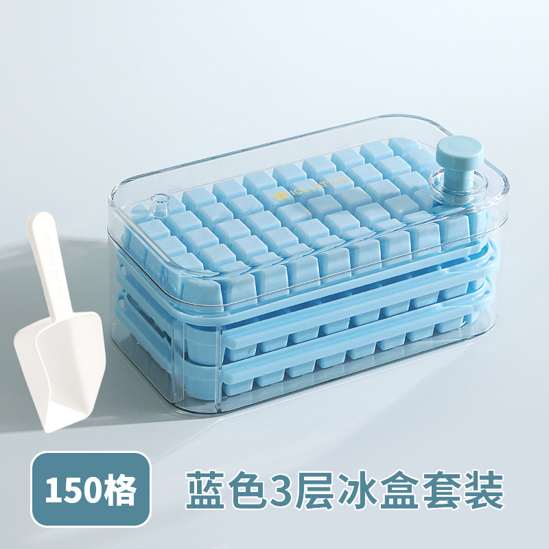 Picture of Press Ice Tray Ice Cube Mold Food Grade Household Ice Machine Silicone Double-Layer Ice Box Easy to Release Curling Ice Storage