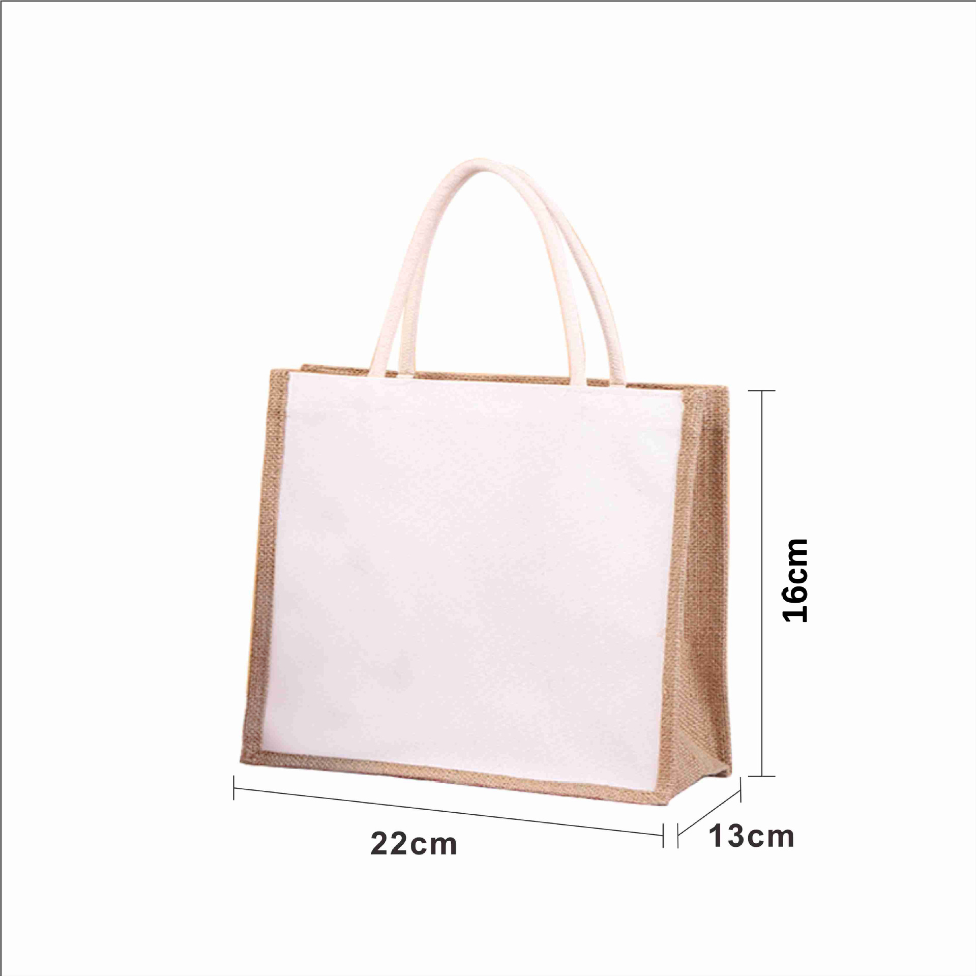Picture of Linen Bag Customized Gift Bag High-End Laminated Splicing Linen Jute Shopping Bag Promotional Advertising Jute
