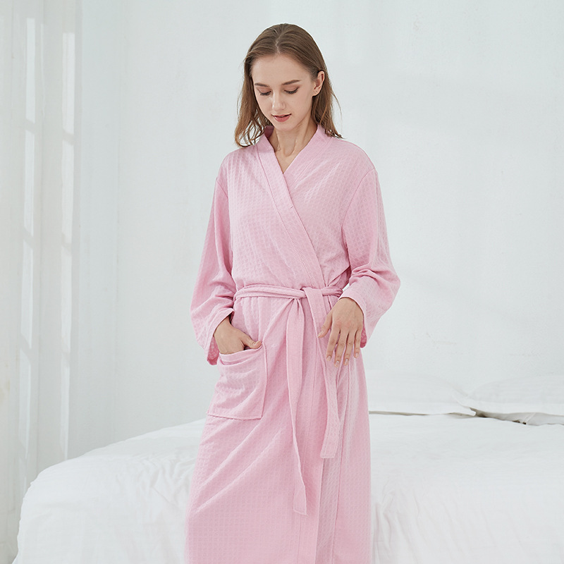 Picture of Cross-border Waffle Bathrobe Sauna Clothes Women's Thin Nightgown Long Couple's Home Clothes Hotel Bathrobe Men's Hair