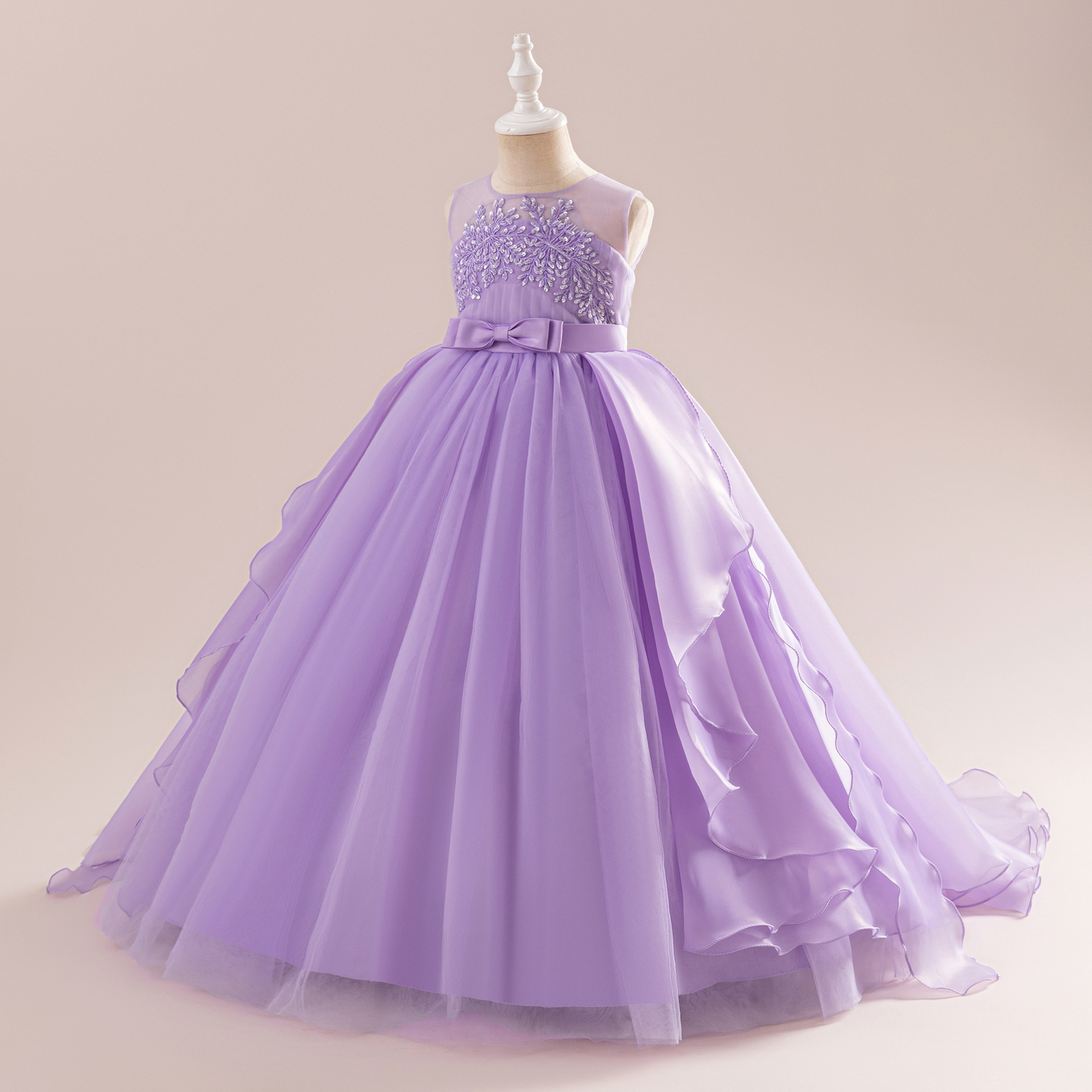 Picture of Children's Western-style Princess Dress Poncho Girl's Show Evening Dress Trailing Girl's Host Piano Performance Dress