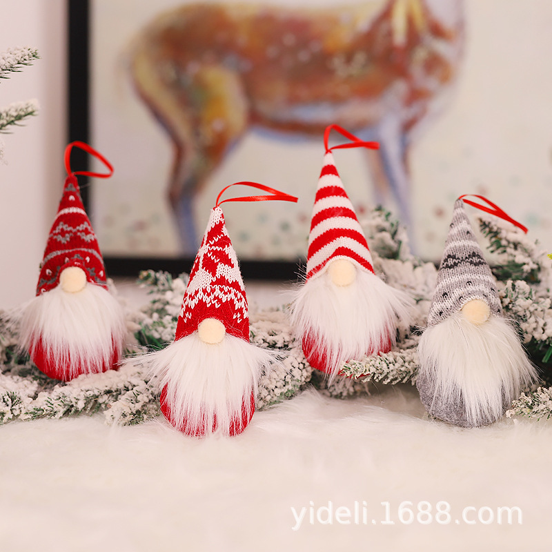 Cross-Border Christmas Decorations New Faceless Doll Forester Pendant Cartoon Doll Accessories Christmas Tree Pendant