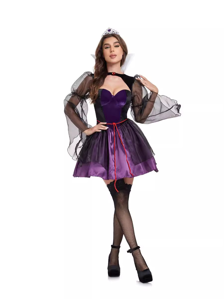 New Princess Cos Dress Fairy Tale Poison Queen White Snow Bell Princess Dress Halloween Stage Costume