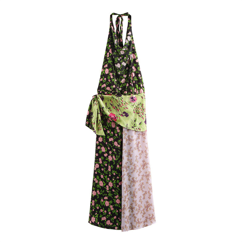Foreign trade 2024 autumn new dress women's European and American style hanging neck floral French niche design 8732727