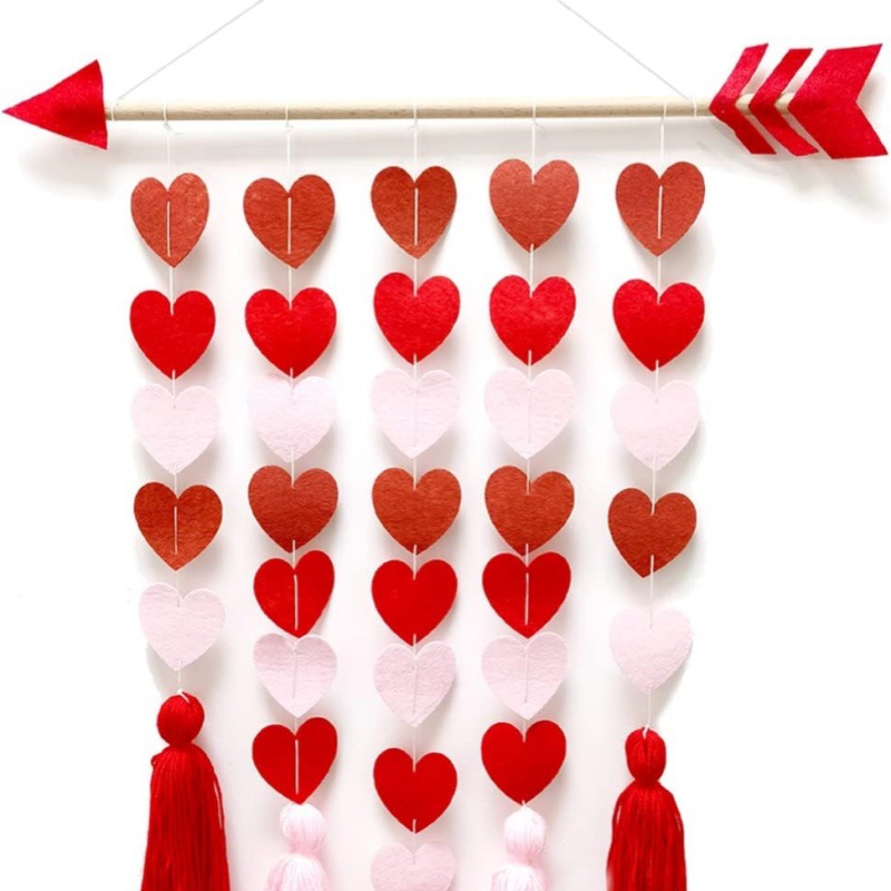 Amazon Cross-Border Love Door Curtain Partition Valentine's Day Decoration Chinese Valentine's Day String Flag Hanging Garland Wholesale Spot Creative