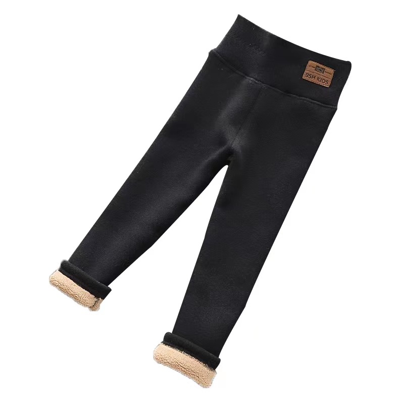 Picture of Girls' Fleece-Lined Leggings Autumn and Winter Outer Wear Girls' Big Kids One-Piece Fleece Baby Thickened Pants Pure Cotton High Waist Warm Pants