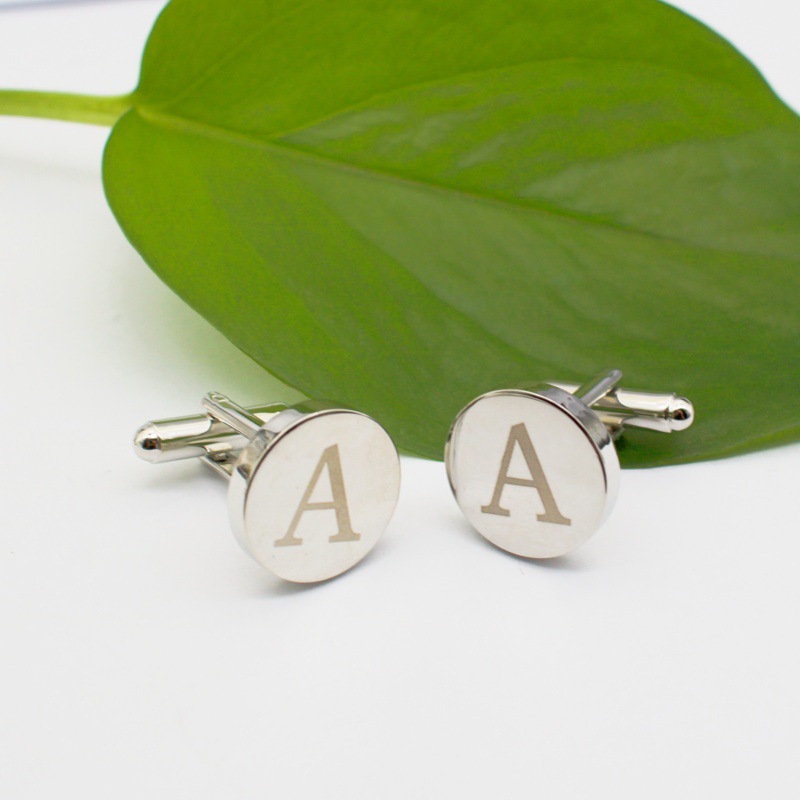 Picture of High-End Letter Cufflinks Men's Shirt Collar Clip Set Metal Accessories Business 26 Letters Laser in Stock