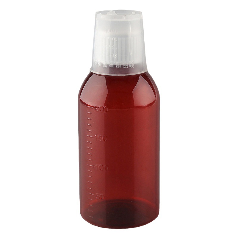 Wholesale 120/150/180/200ml Oral Liquid Bottle pet Brown dark scale syrup bottle medicinal polyester