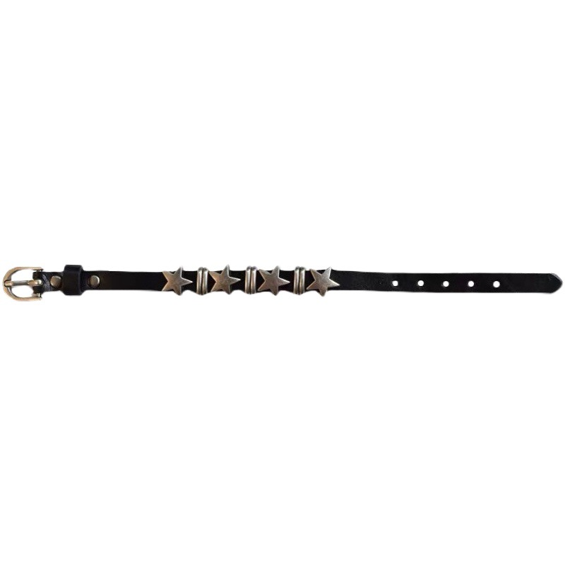 European and American retro soft leather Star leather bracelet bracelet adjustable rivet Asian culture men and women couple alloy bracelet