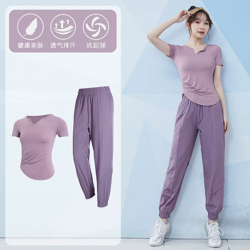 Sports suit Women's Summer New Fitness Clothes Running Short-sleeved Quick-drying Clothes Fashion High-end Yoga Clothes T-shirt