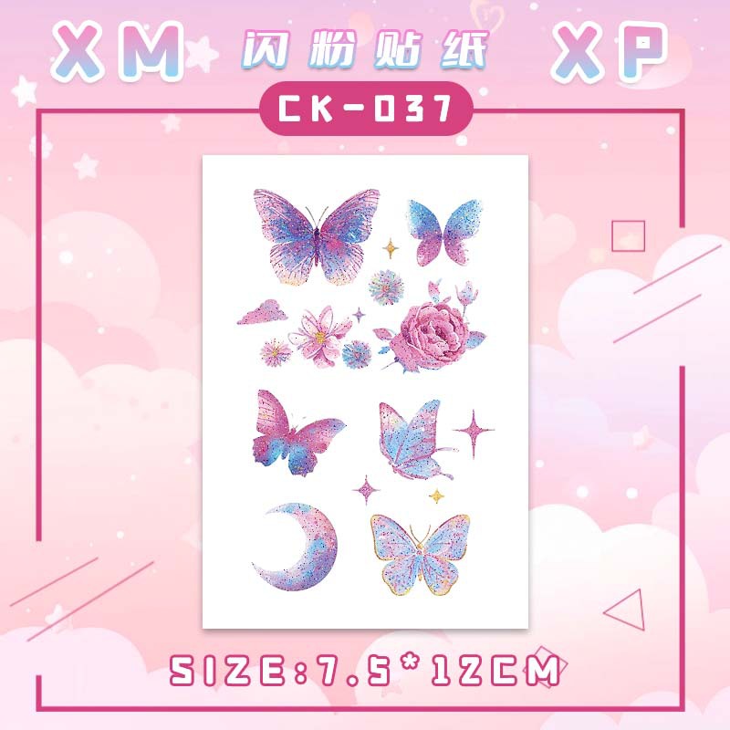 Glitter Butterfly Sticker Tattoo Sticker Fairy Washable Waterproof Long-lasting Dreamy Small Fresh Beautiful Cute Arm for Children