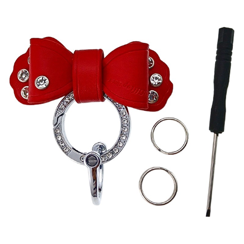 Diamond-Encrusted Spring Ring Bow Popular Internet Celebrity Car Keychain Gift Wholesale Ring Buckle Key Rope Accessories Gift