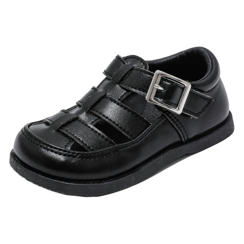 TS Children's Shoes Summer Children's Leather Shoes for Boys and Girls Solid Color Roman Woven Microfiber Upper Korean-Series Children's Sandals