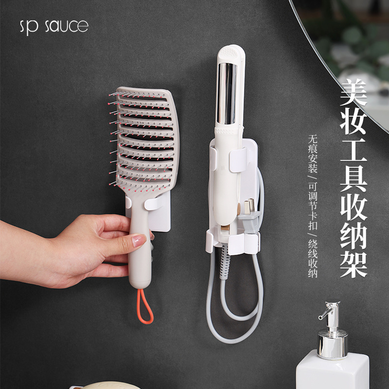 Picture of Japanese Curling Iron Storage Rack Without Punching Bathroom Wall-Mounted Ironing Board Bracket Straightening Comb Electric Splint Storage Rack