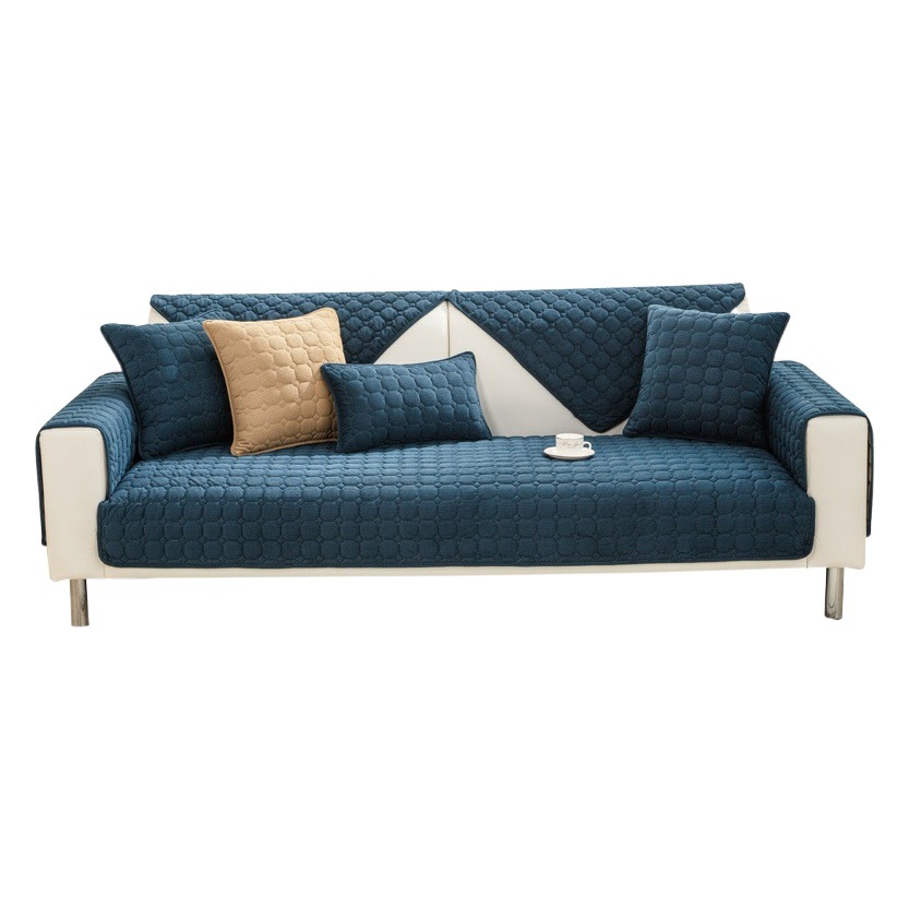 Solid color corduroy sofa cushion wholesale winter plush thickened non-slip cushion simple modern leather sofa cover foreign trade