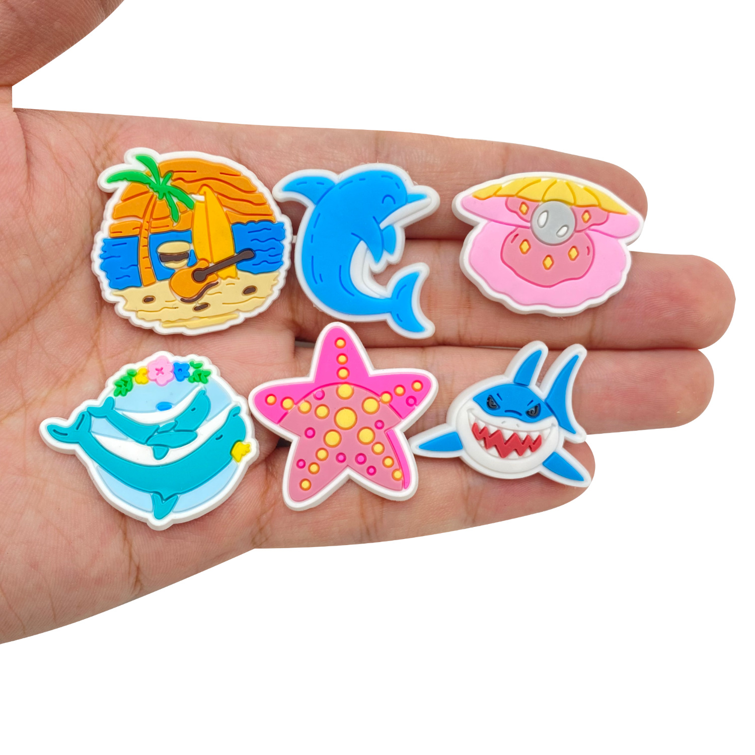 Picture of 20 suit Summer Style Cave Shoes Shoes Flower Shoe Buckle PVC Accessories Sandals Decorative Buckle I-Buckle Shoe Accessories