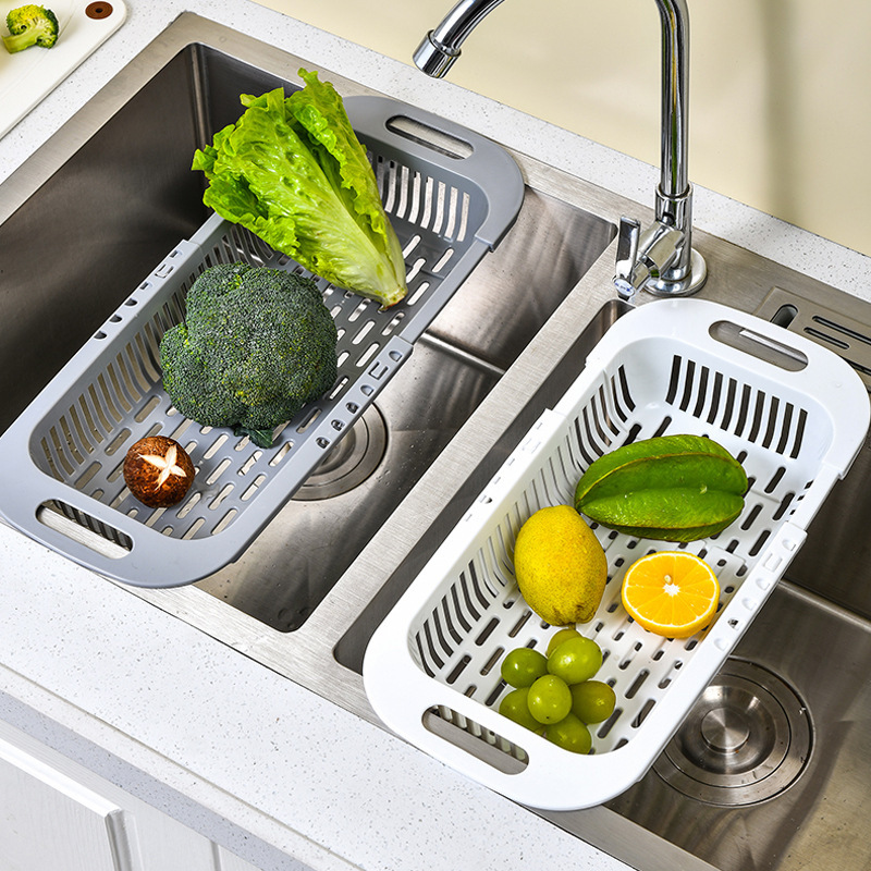 Retractable Adjusting Vegetable Basket Cross-border Cooperation Commodity Household Kitchen Dishes Washing Storage Rack Retractable Draining Basket