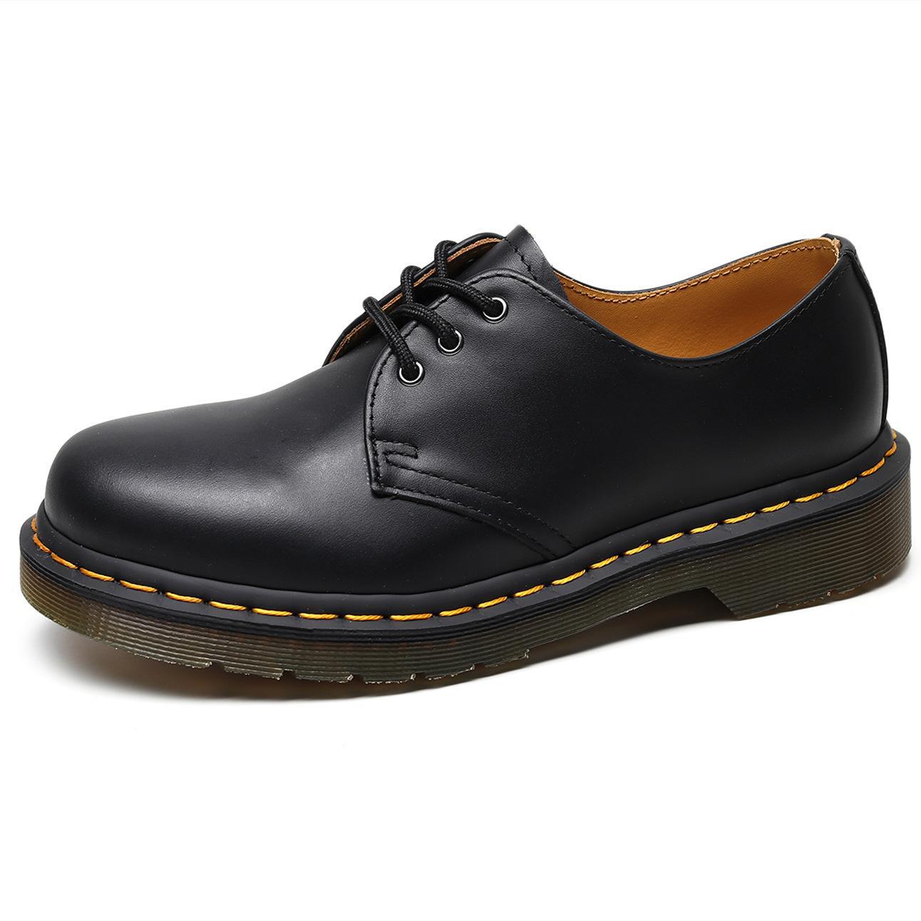 1461 Nappa Low-Top Small Leather Shoes for Men, Genuine Leather, British Style Large Size Short Boots, Round Toe, Casual Workwear for Men and Women, Couples