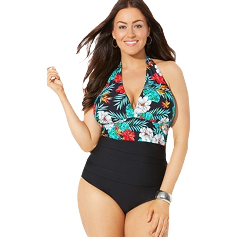 Europe and the United States cross-border new plus size women's plus fat one-piece swimsuit printed backless AliExpress bikini fat woman swimsuit