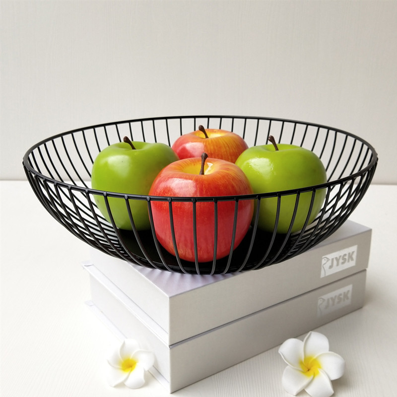 Factory Direct Supply Nordic Living Room Fruit Basket Household Fruit Plate Iron Fruit Basin Desktop Creative Snack Storage Basket