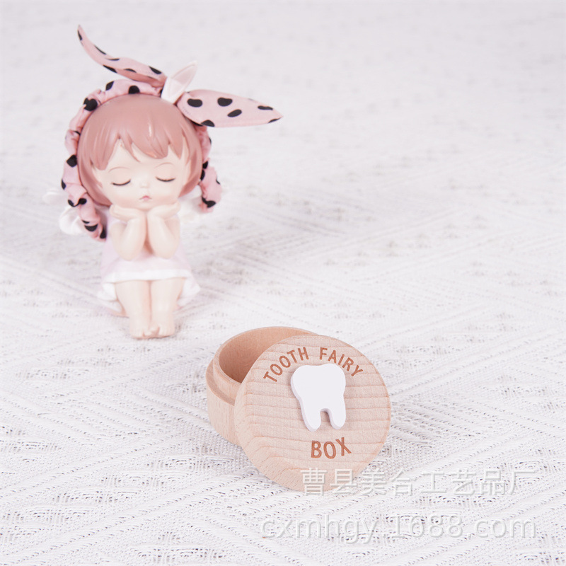 Picture of Cross-Border Wooden Children's Deciduous Tooth Box, Fetal Hair Storage, Tooth Box, Commemorative Collection Box, Tooth Storage Box