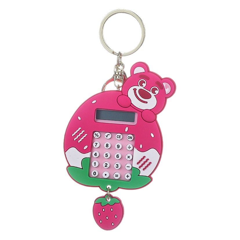 Creative Strawberry Bear Calculator Keychain Lina Belle Car Keychain School Bag Pendant Small Gift Wholesale