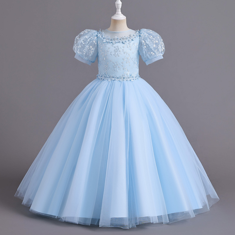 Picture of European and American Kidsren's Princess Dress Classy Dress New Flower Girl Tutu Skirt Wedding Dress Little Princess Host Piano Performance