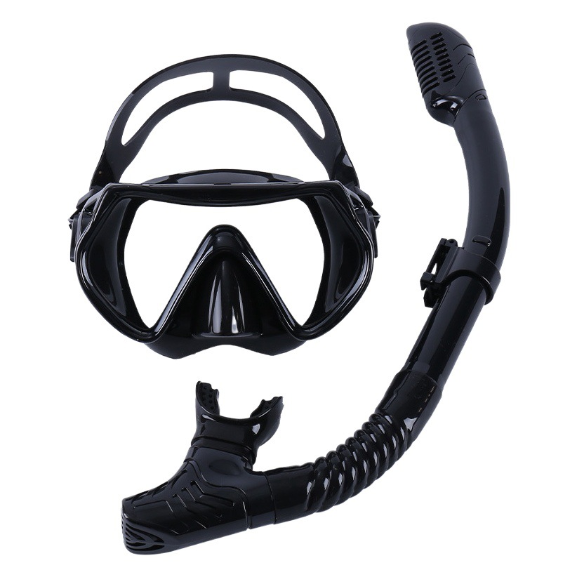 Adult diving goggles breathing tube suit cross-border free diving swimming equipment wholesale large frame silicone tempered glass mirror