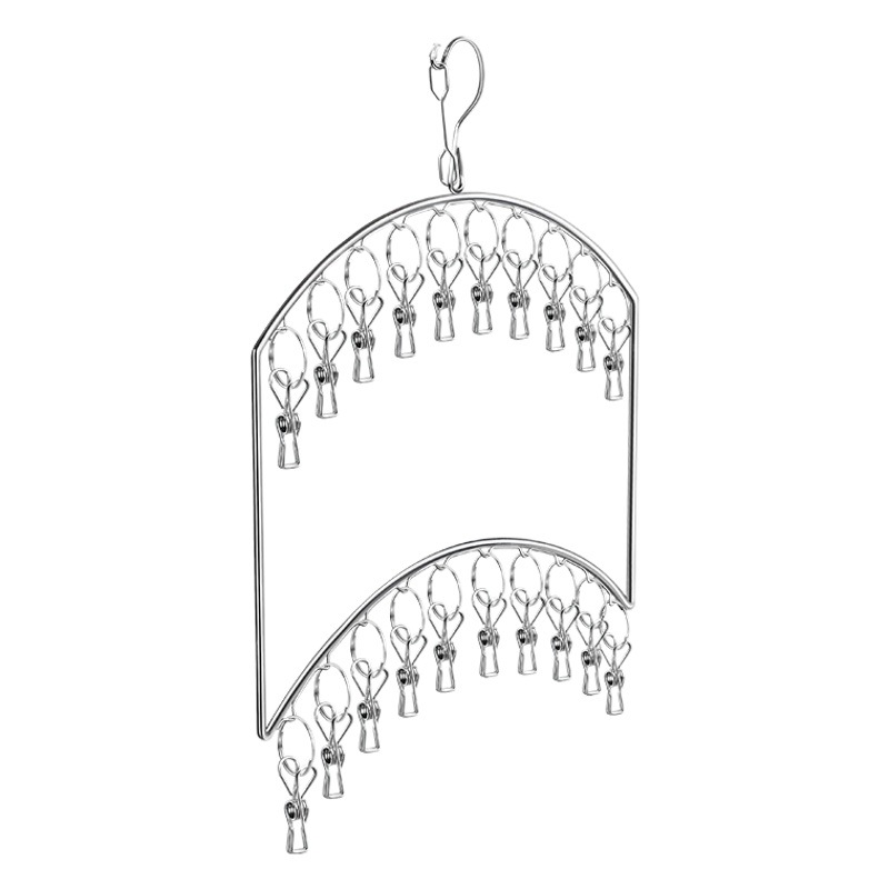 Stainless Steel Multi-Layer Clothes Drying Rack Multi-Functional Socks Intimates Clip Home Baby Dormitory Balcony Windproof Hook