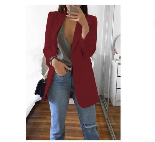 Picture of AliExpress WISH2024 New Spring and Autumn Explosions Women's Long Sleeve Solid Color Pocket Cardigan Small Suit Jacket