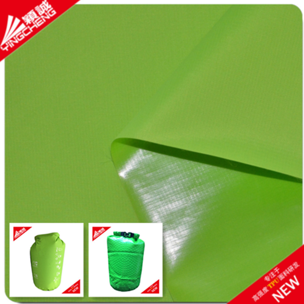 Supply nylon N40D Plaid TPU 0.06mm green barrel waterproof bag laundry bag bucket fabric