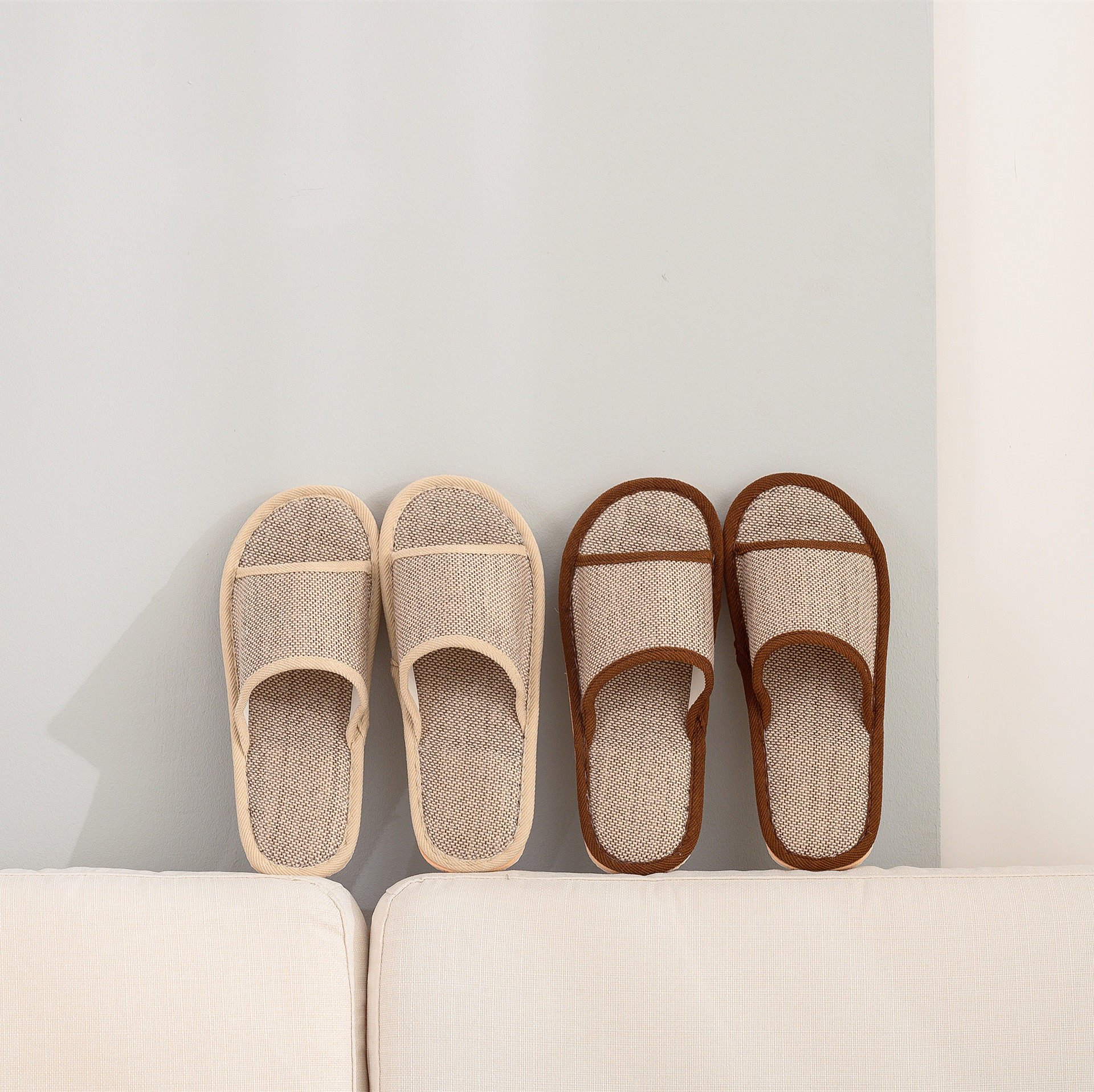Picture of 2025 New Hotel Cotton and Linen Slippers for Women Spring, Autumn and Summer Home Couples Linen Thick-Soled Four Seasons Sandals and Slippers
