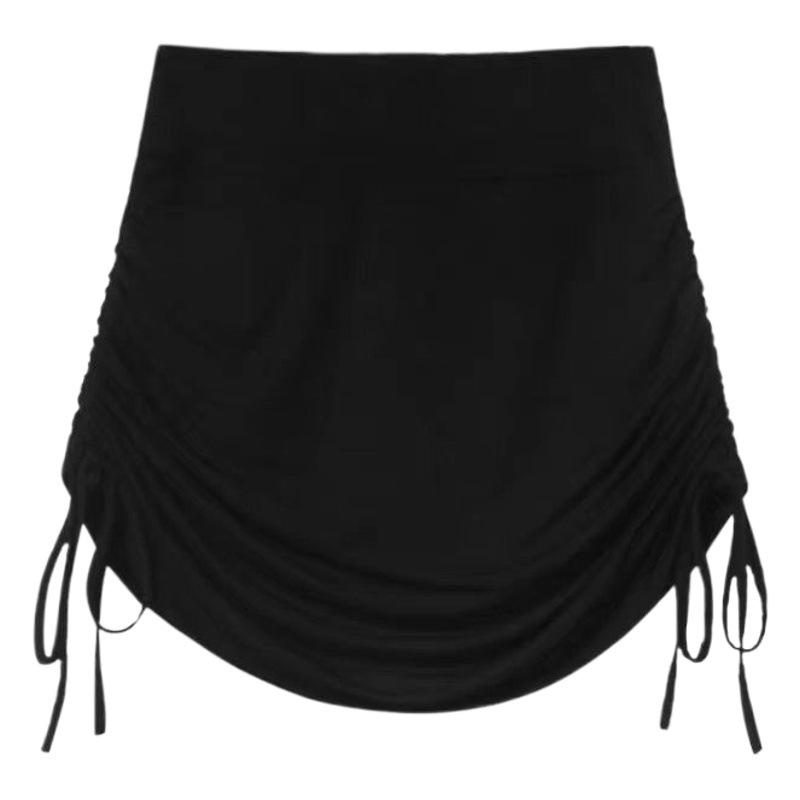 High-Waist Pleated Sexy Pure Desire Skirt Women's Hip-Covering A-Line Skirt Drawstring Summer Miniskirt 2025 Nightclub Skirt