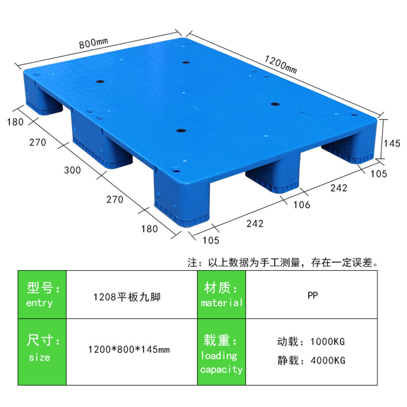 Picture of 1210 plastic pallet forklift warehouse moisture-proof board card board logistics pallet flat nine-legged cargo rack pad thickened