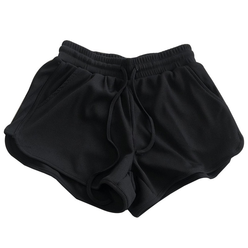 Picture of Ice Silk Threaded Shorts Women's Summer Korean-style Loose Tight Waist Wide Leg Pants Elastic Sports Pants Slim-fit Hot Pants Women's Clothing