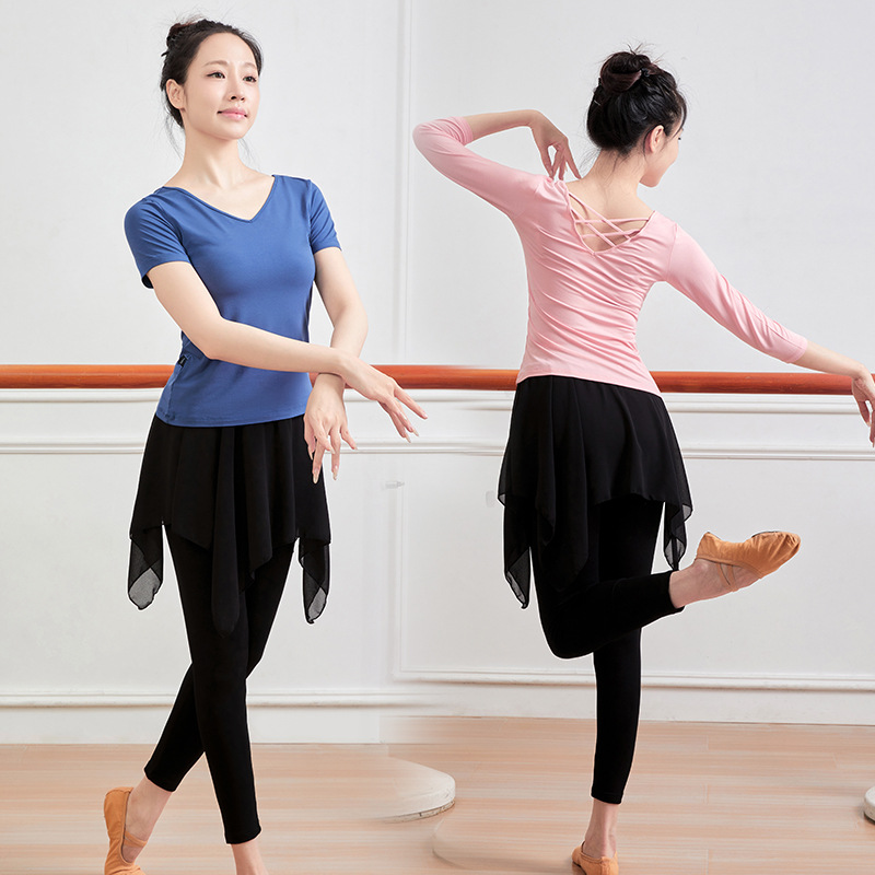 New Dancing Clothes suit Training Clothes Square Dance Art School Training Clothes Black Long Sleeve Dancing Clothes Body Training