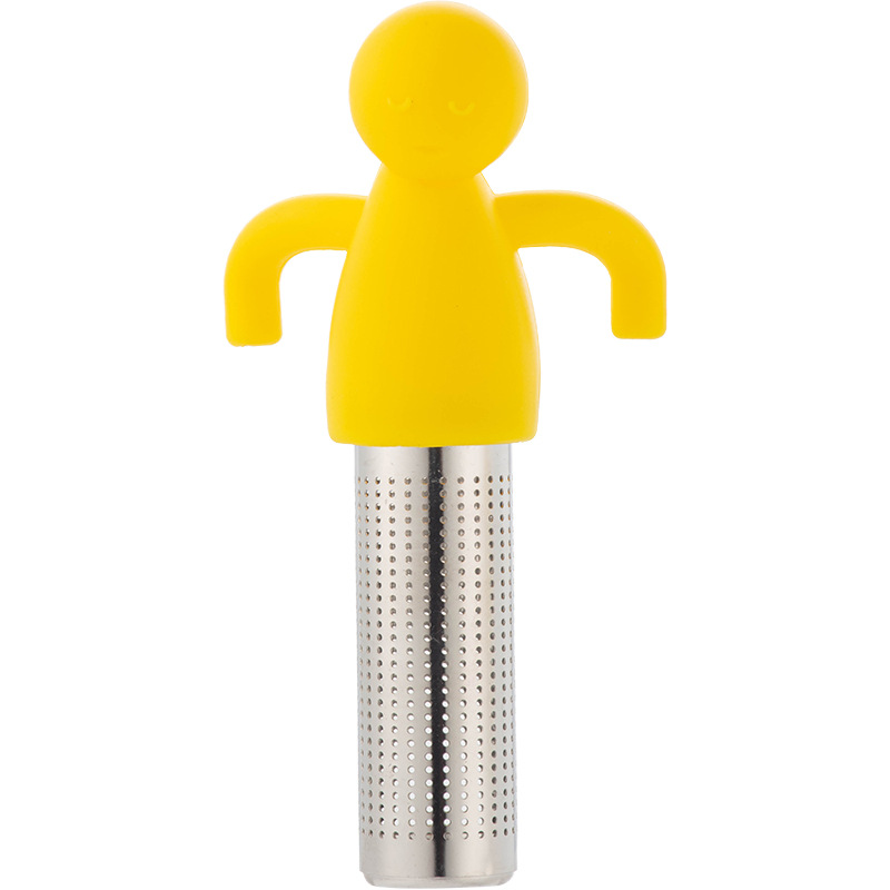 Picture of Creative 304 stainless steel silicone human-shaped tea strainer tea strainer hanging Cup-type tea residue tea bag strainer