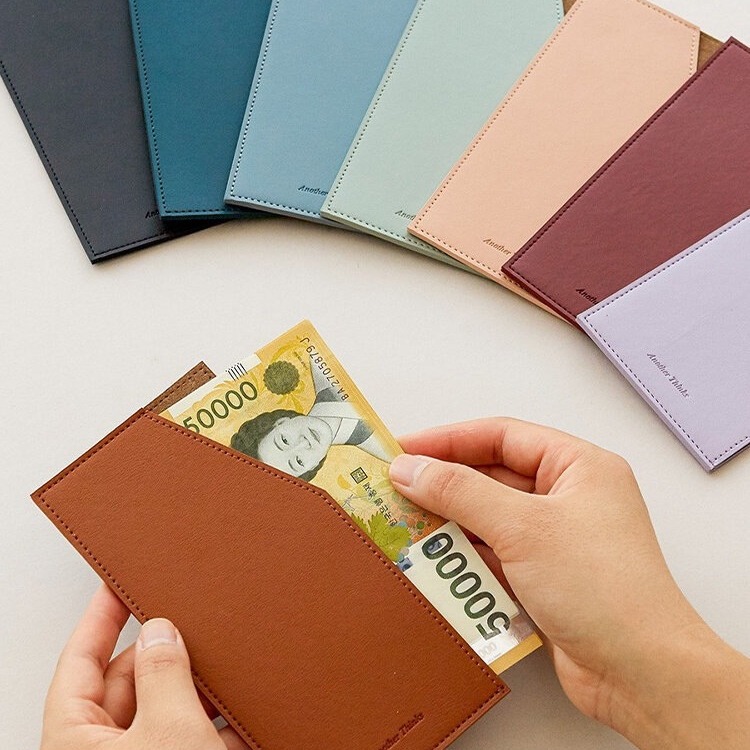 Japanese and Korean Fashion Solid Color Ins Leather Blessing Gift Red Bag Gift Voucher Ticket Holder Travel ID Card Bag Wallet