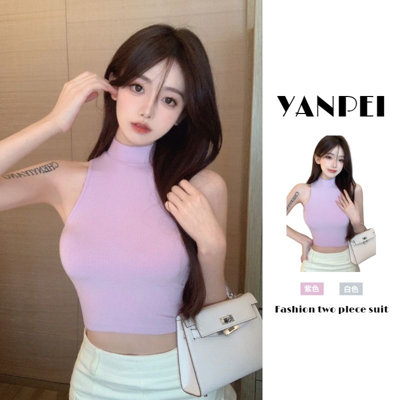 Internet Celebrity Sweet and Spicy Sexy Shoulder-Cut Racer Vest for Women to Wear Outside in Summer with Short Sleeveless Bottoming Top Trbottomy