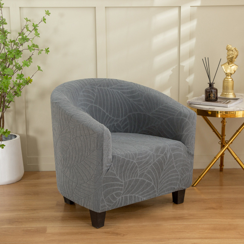 Picture of Cross-border Solid Color Leaf Jacquard Sofa Cover Full-package Semi-circular Cafe Chair Cover Internet Cafe Hotel Sofa Chair Cover