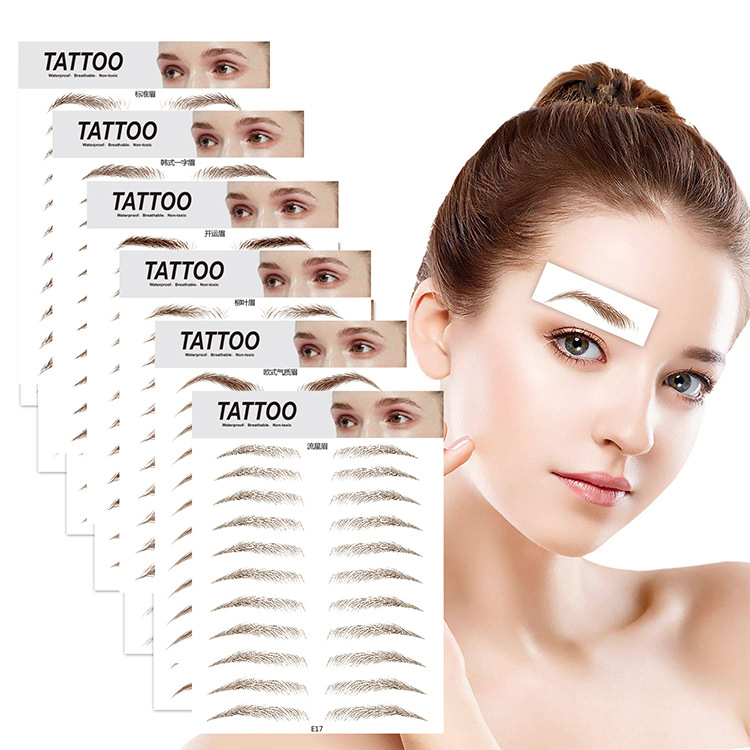 3D Bionic Tattoo Stickers Wholesale Men and Women Semi-Permanent Waterproof Long-Lasting Simulated Eyebrow Tattoo Embroidery Lazy Eyebrow Thrush Artifact