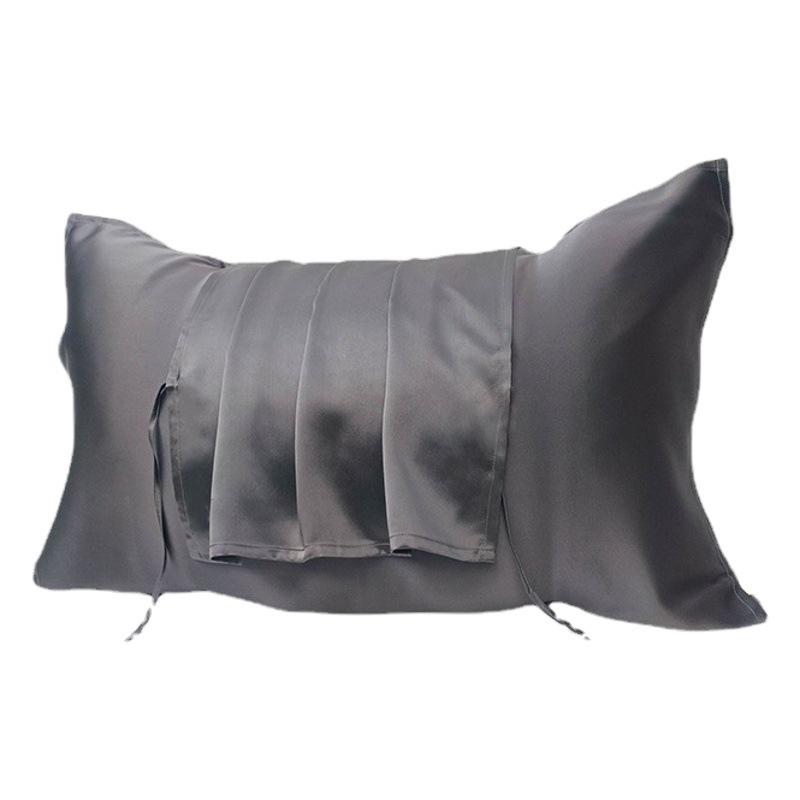 19mm Heavyweight Silk Pillow Cover Pure Color Mulberry Silk Travel Hotel Classy Pillow Leather Crimping Strap