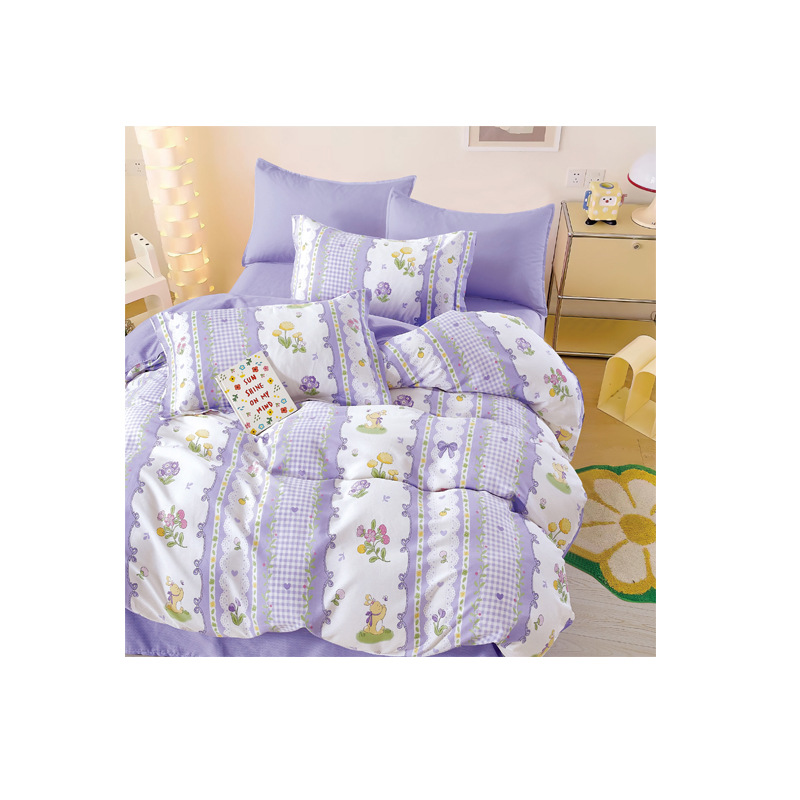 Picture of Twill cotton 40 cartoon printing wide bedding four-piece fabric cotton bed sheet bear fabric