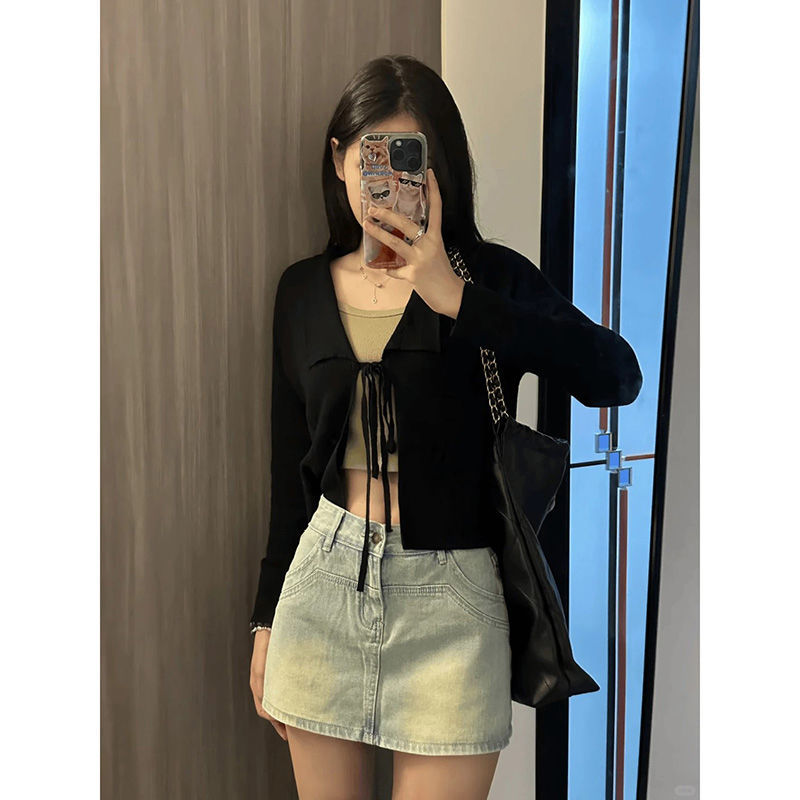 American Light Color High Waist A- Line Denim Skirt Women's Summer New Style Little Hot Girl Shorts Hip Skirt Pants