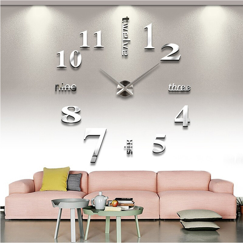 Amazon Cross-Border Home 3D Creative DIY Wall Clock Personalized Acrylic Clock Mirror Wall Sticker Clock