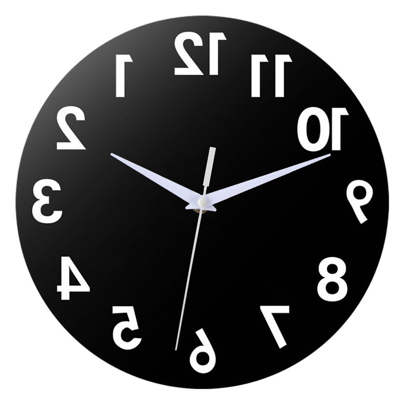 Cross-border hot sale time backflow digital wall clock reverse direction clock living room atmospheric decoration digital wall clock clock