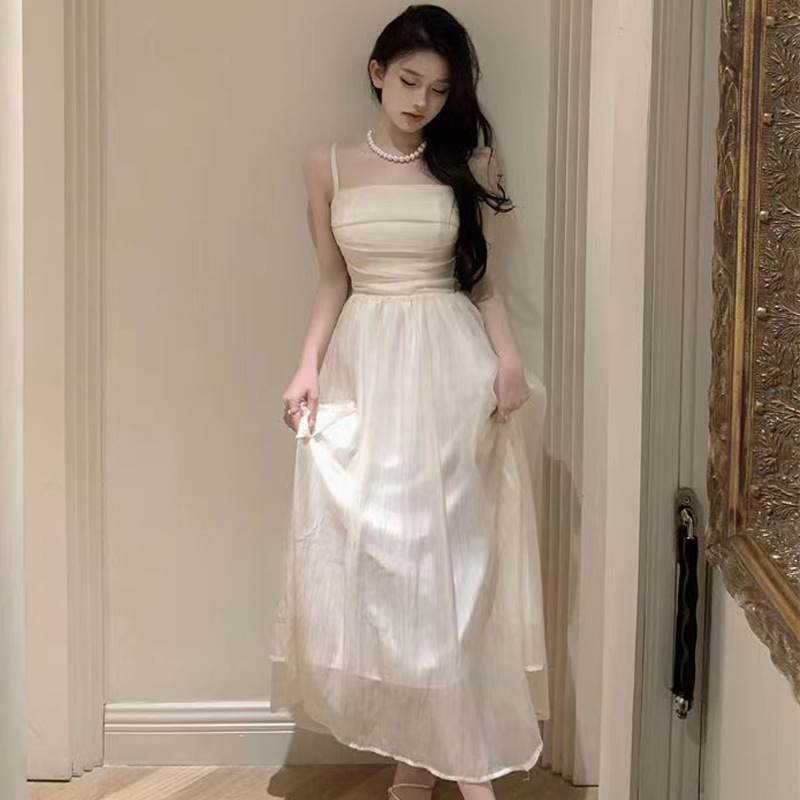 Women's Clothing French Court Style Sling dress Summer 2024 New Fashion Sweet Super Fairy Slim Elegant Long Dress